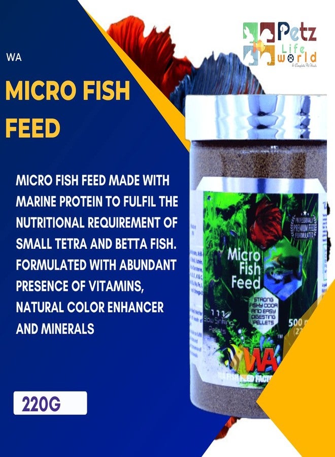 VAYINATO Wa Micro Fish Feed,500Ml(220G)Slow Sinking Pellets,Strong Fishy Odor And Easy Digesting Pellets - Image 3